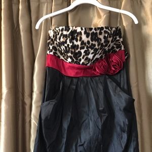 Cheetah Print, Red and Black Mini Dress